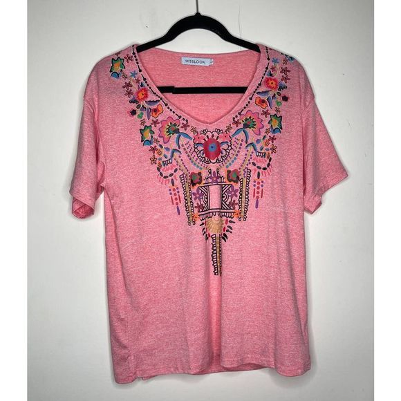 MISSLOOK Peach Pink Top NWOT‎ Size Large - Picture 1 of 4
